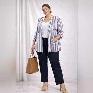 BloomChic Striped Open Front Blazer Jacket 14W/16W | NWT | Polished Lightweight